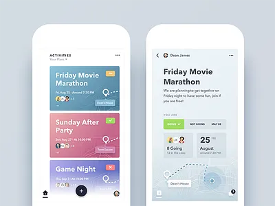 Relay - Event/Activity Planning App Redesign activity android app design details event home ios redesign social ui ux