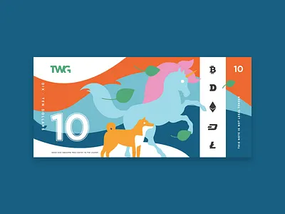 The Great Crypto Giveaway bill crypto currency design doge illustration unicorn