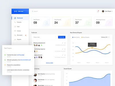CRM-Dashboard account activity dashboard invoice project search settings task ui user management ux web