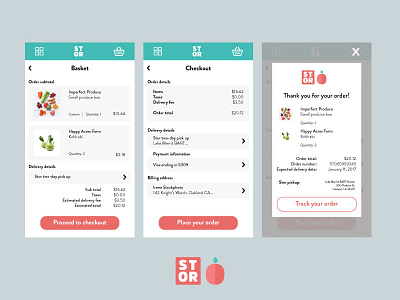 Stor mobile UI - Check out grocery grocery delivery mobile package delivery produce ui ux