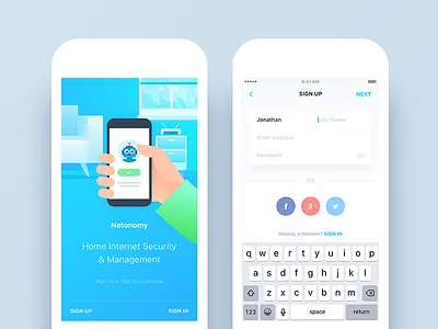 Netonomy App Redesign - Onboarding & Sign Up analytics android app design ios iphone mobile onboarding reports sign up ui ux