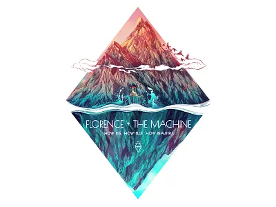 Florence + The Machine Poster air alchemical big blue beautiful poster cover digital florence illustration lyrics mountains music triangle water
