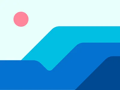 Scape 1 blue color landscape minimal mountain nature pink shape sun