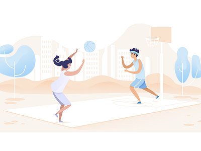 Sharing Illustration for Evree basketball character court evree finance flat illustration play summer