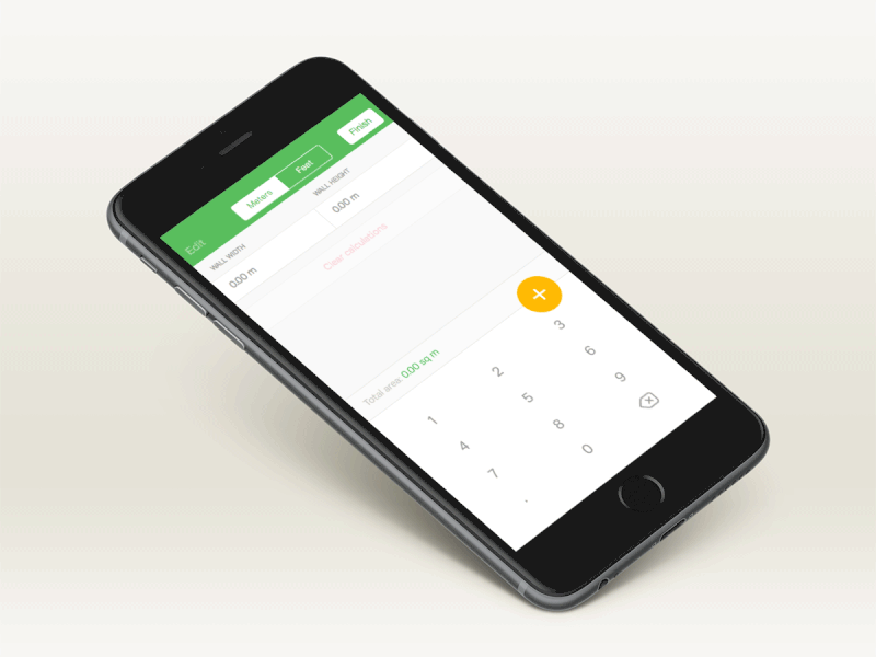 Paint calculator App UI custom experiment idea ios keyboard ui ux