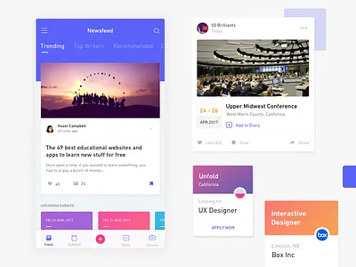 Student Newsfeed app blog card ui career feeds ios post product social student