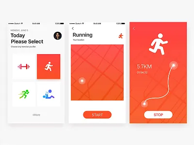 fitness-3 animation app fitness flat gif ios material minimal sport tracker ui ux