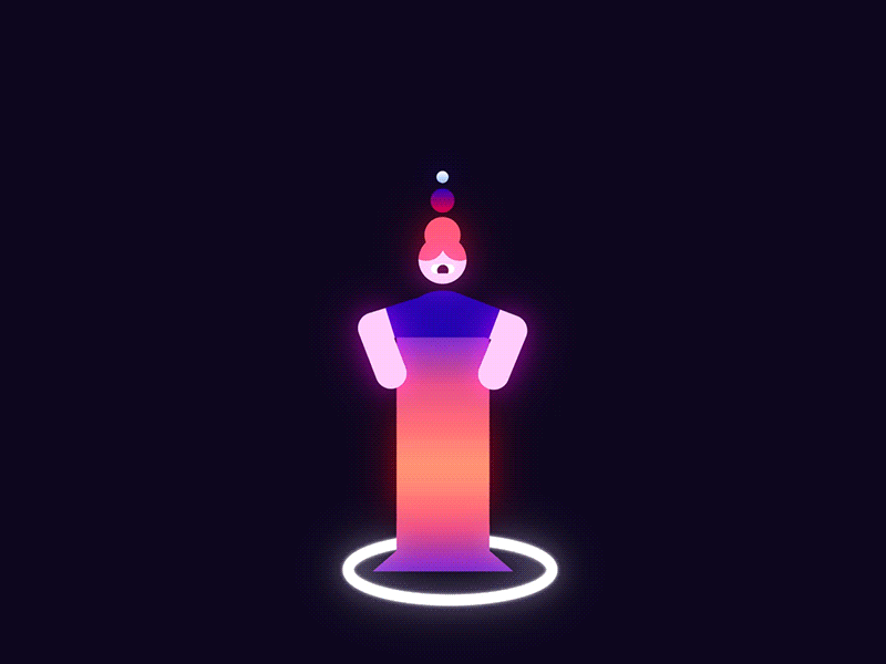 Hulahoop bird character girl glow gradients hulahoop illustration