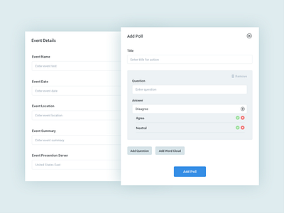 Event audience campaign - Add poll audience dashboard design dublin event feedback poll question sensor test web