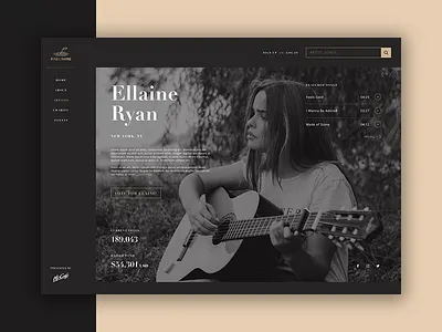 Artist Profile Page black design gallery gold interface page profile singer ui unique ux web