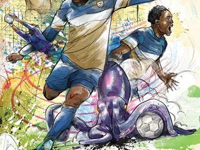 Jacksonville Armada Cultural Arts Gameday Poster collage digital drawing football illustration poster sketch soccer watercolor