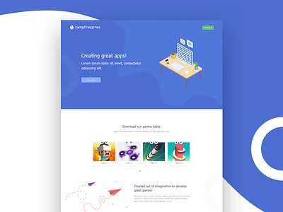 Camp Fire Games Landing Page app landing page camp fire games game landing page landing page minimal landing page