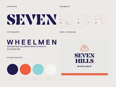 Seven Hills Wheelmen Brand Guidelines brand branding color geometry grid guidelines lockup logotype palette typography