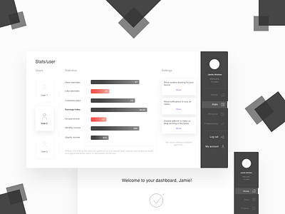 Desktop application - Dashboard application grey illustration ui user experience user interface ux