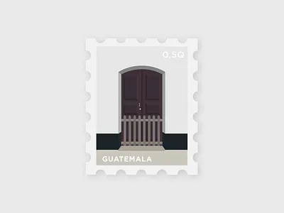 La Puerta 09 color door guatemala illustration postage puerta stamp stamps travel