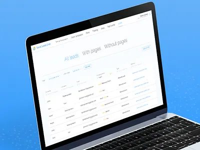 Leads list app blue branding design desktop geometry search table typography ui ux web