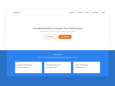 Landing Page clean concept daily ui design employee landing page management product ui ux