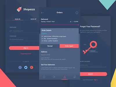 Shopping App Concept android application ecommerce login mobile app order shopping application sign in sign up ui ux