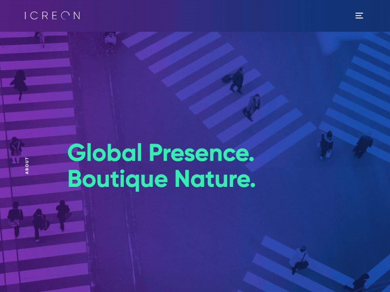 Icreon - About animation design neon purple technology website