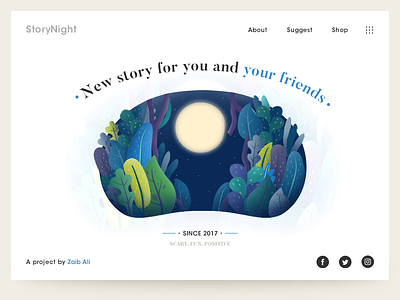 StoryNight app design icon illustration night noise story web