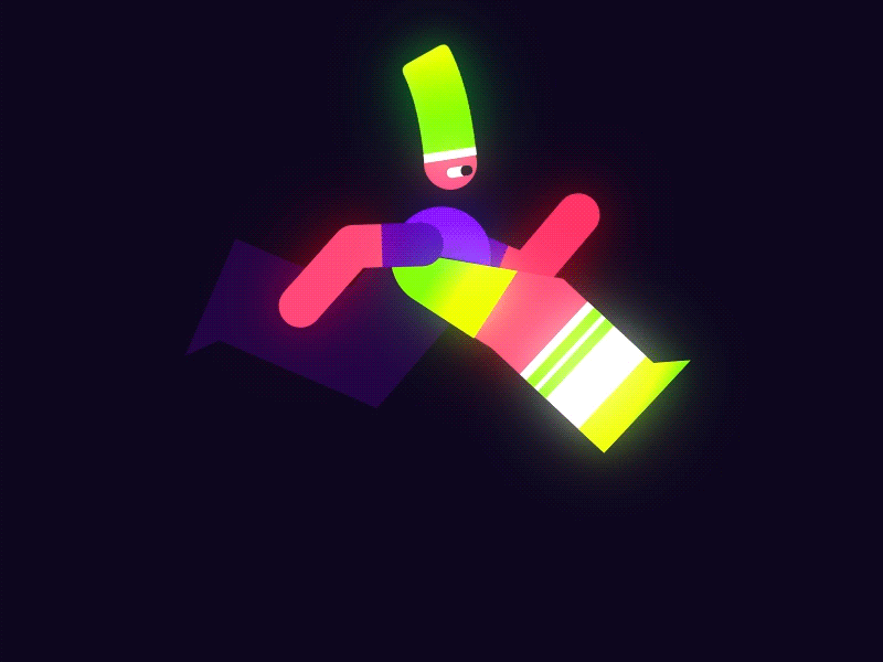 Run Forrest run character cycle flashy glow gradient illustration run