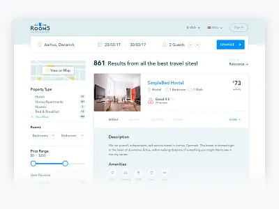 All The Rooms - Search Results Redesign accommodation bk booking home place real estate results room search tenant ui ux