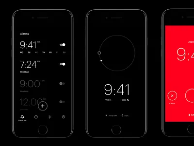 Alarm app design alarm alarm app app black black app clock design iphone red
