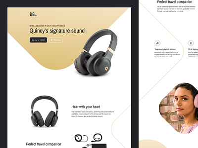 JBL E55BT Quincy Edition design earphone headset jbl music product ui web