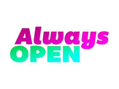 Always Open brand branding clean high contrast high saturation logo simplistic