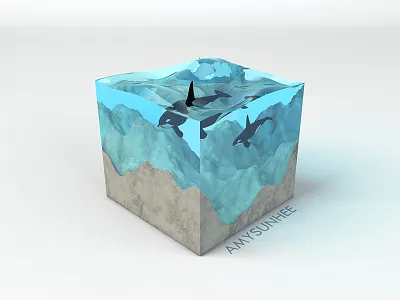 Water Sculpture #2 3d c4d cg cgi cinema 4d glass isometric scene sculpture water whale