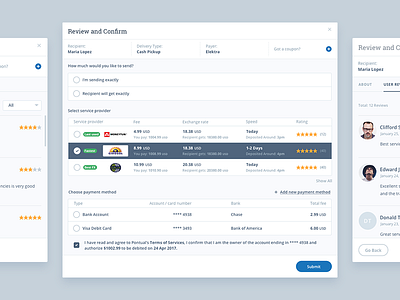 WireCash bank clean design minimal modal money payment review table transfer ui ux