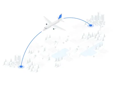 Google flights, one-way flight airplane destination drawing flight google google flights illustration isometric illustration material illustration travel white on white