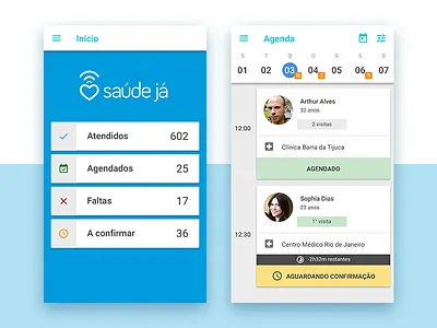 Saúde Já Partner app calendar doctor health home material design medicine schedule ui ux