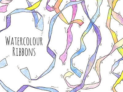 Ribbons creativemarket illustration object pattern ribbons stock title watercolour