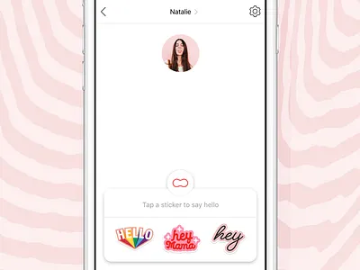 Say hey with a sticker 💬 app chat interface mamas messages minimal mobile peanut simple social sticker women