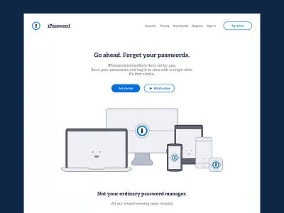 1Password — Website Redesign 1password adelle font icon illustration landing page logo password manager proxima nova font redesign typography web website
