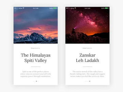 Travel Cards — iOS (Part 2) card cards desert ios minimal ocean photography typography ui ux