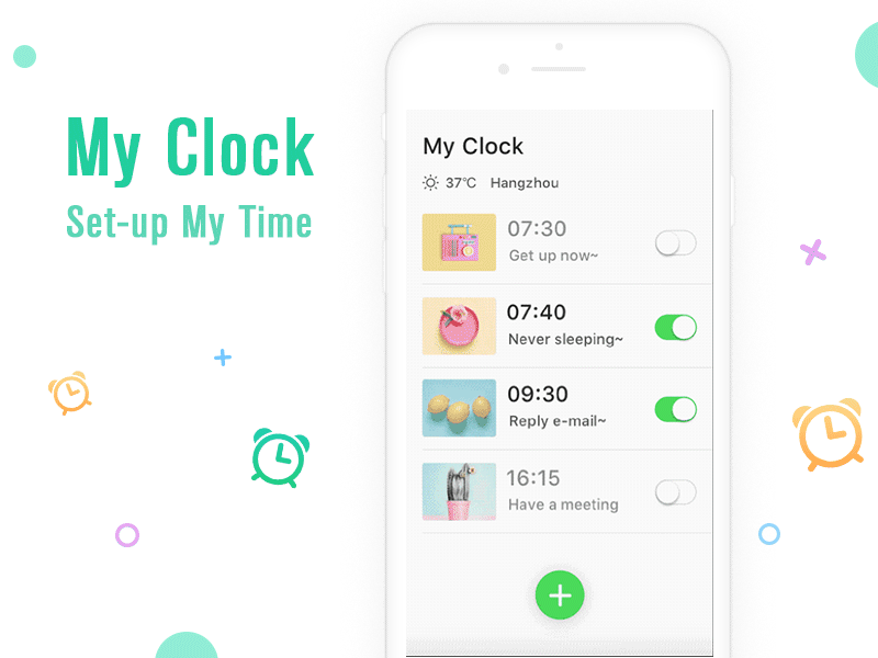 My Clock app flat my clock time ui ux