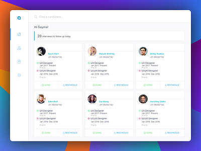 Recruitment Agent Dashboard app application dashboard interview management profile sketch ui ux web white