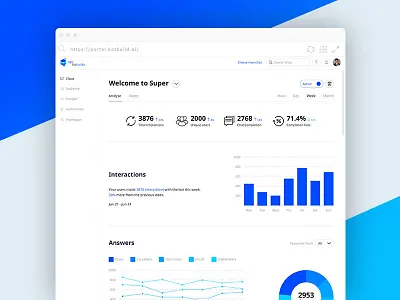 Portal Dashboard bot chat design login ui ux