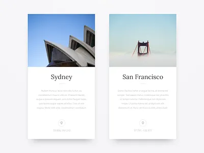 DailyUI #3 - City cards blog card city location minimal shadow ui