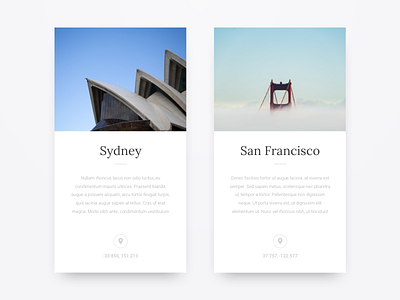DailyUI #3 - City cards blog card city location minimal shadow ui