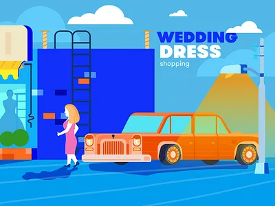 Wedding Dress Shopping after effect animation dress finding interaction vector