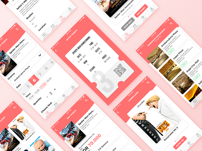 Cinemas UI Exploration app cinema ecommerce elegant interface ios minimal mobile movie pink ui ux