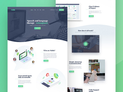 Speech therapy website design green homepage illustration navigation testimonial typography ui ux video website