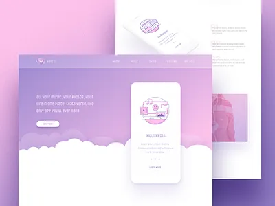 App landing page - draft layout app design gradient landing mobile template theme wordpress