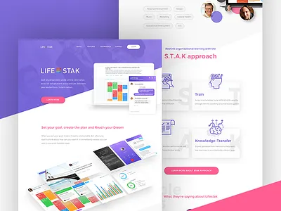 Lifestak Landing Page app clean flat landing landingpage material pink purple ui ux webdesign website