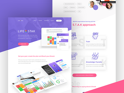 Lifestak Landing Page app clean flat landing landingpage material pink purple ui ux webdesign website