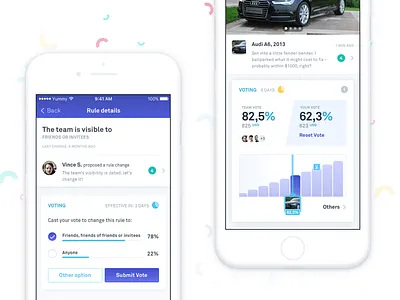 Teambrella: Rules & Voting bitcoin car claim coverage insurance purple rules team vote voting wallet