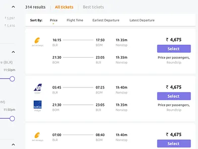 Flight Web SRP airlines alert filters flights page price recent result results search tickets travelling